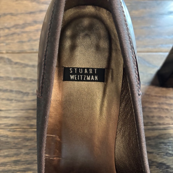 Stuart Weitzman Brown square toe Heels, size 7.5 - Picture 3 of 7